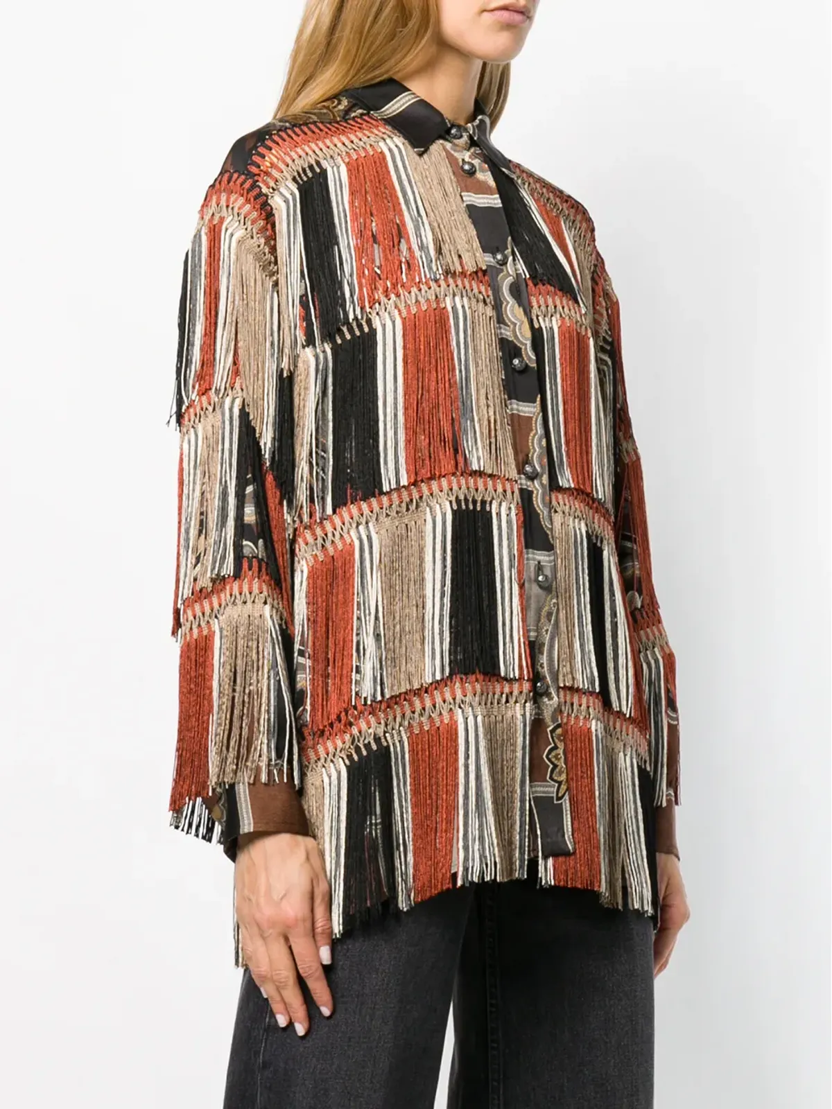 ETRO フリンジ付きシャツ ブラック - 画像3