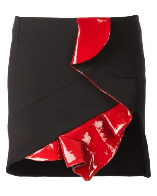 Anthony Vaccarello レザーディテールのフリルスカート - サムネイル1