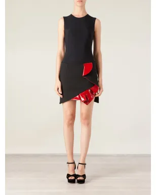 Anthony Vaccarello レザーディテールのフリルスカート - サムネイル2