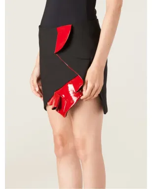 Anthony Vaccarello レザーディテールのフリルスカート - サムネイル3