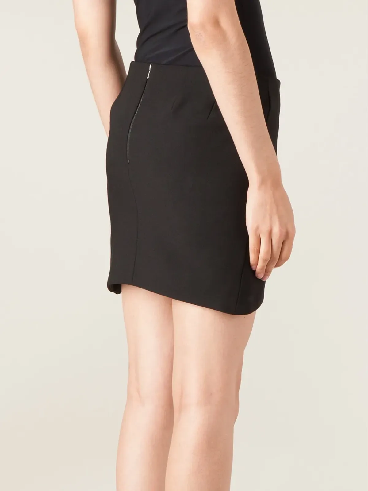 Anthony Vaccarello レザーディテールのフリルスカート - 画像4
