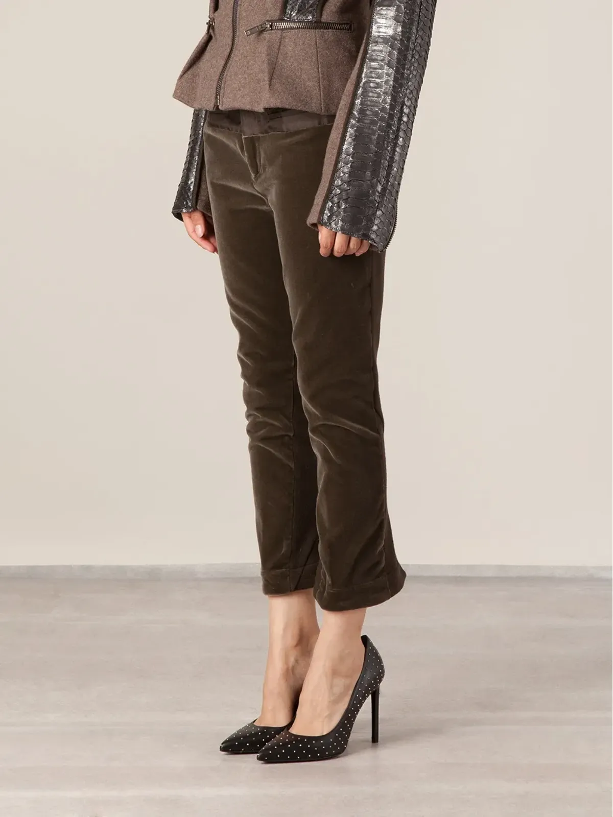 Haider Ackermann ベルベット調クロップドパンツ - ブラウン - 画像3