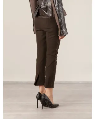 Haider Ackermann ベルベット調クロップドパンツ - ブラウン - サムネイル4