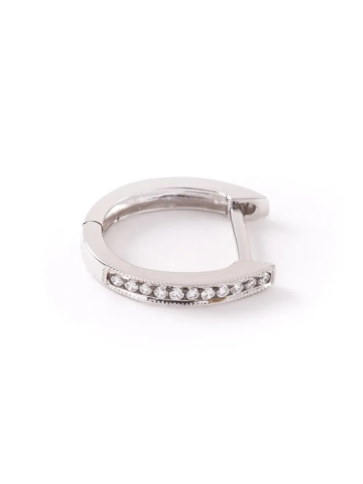 Wouters & Hendrix Gold シングルダイヤモンド フープピアス - ホワイト - 画像4