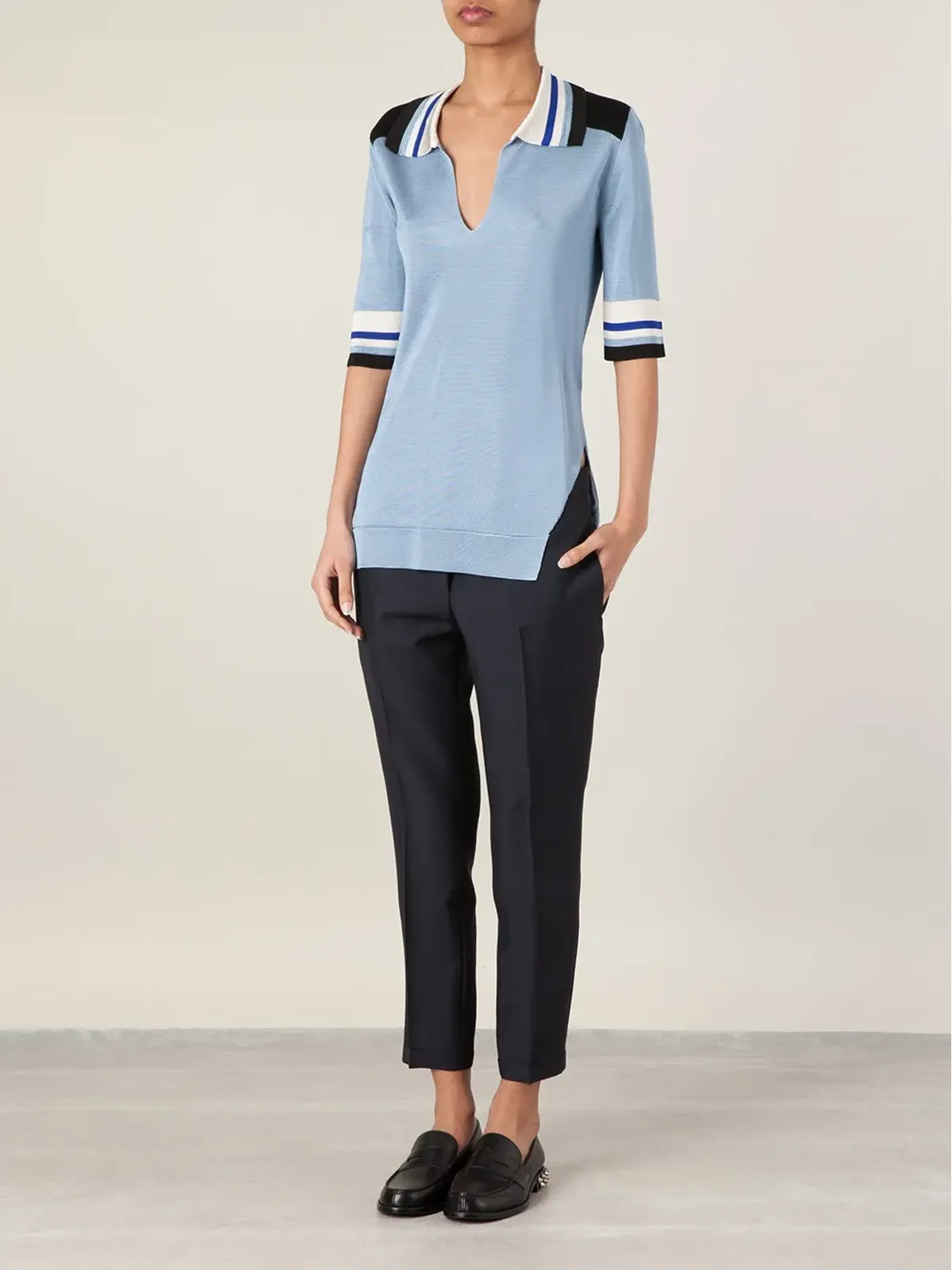 Bouchra Jarrar コントラストヨーク ポロシャツ - 画像2