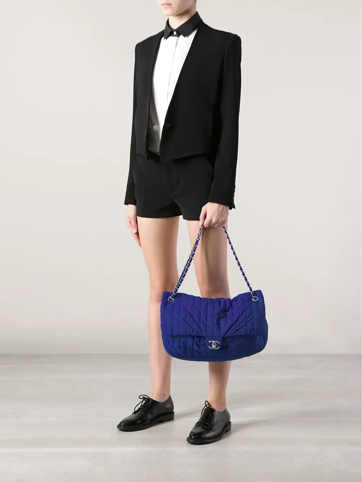 CHANEL ビンテージ キルテッド ショルダーバッグ ブルー - 画像2