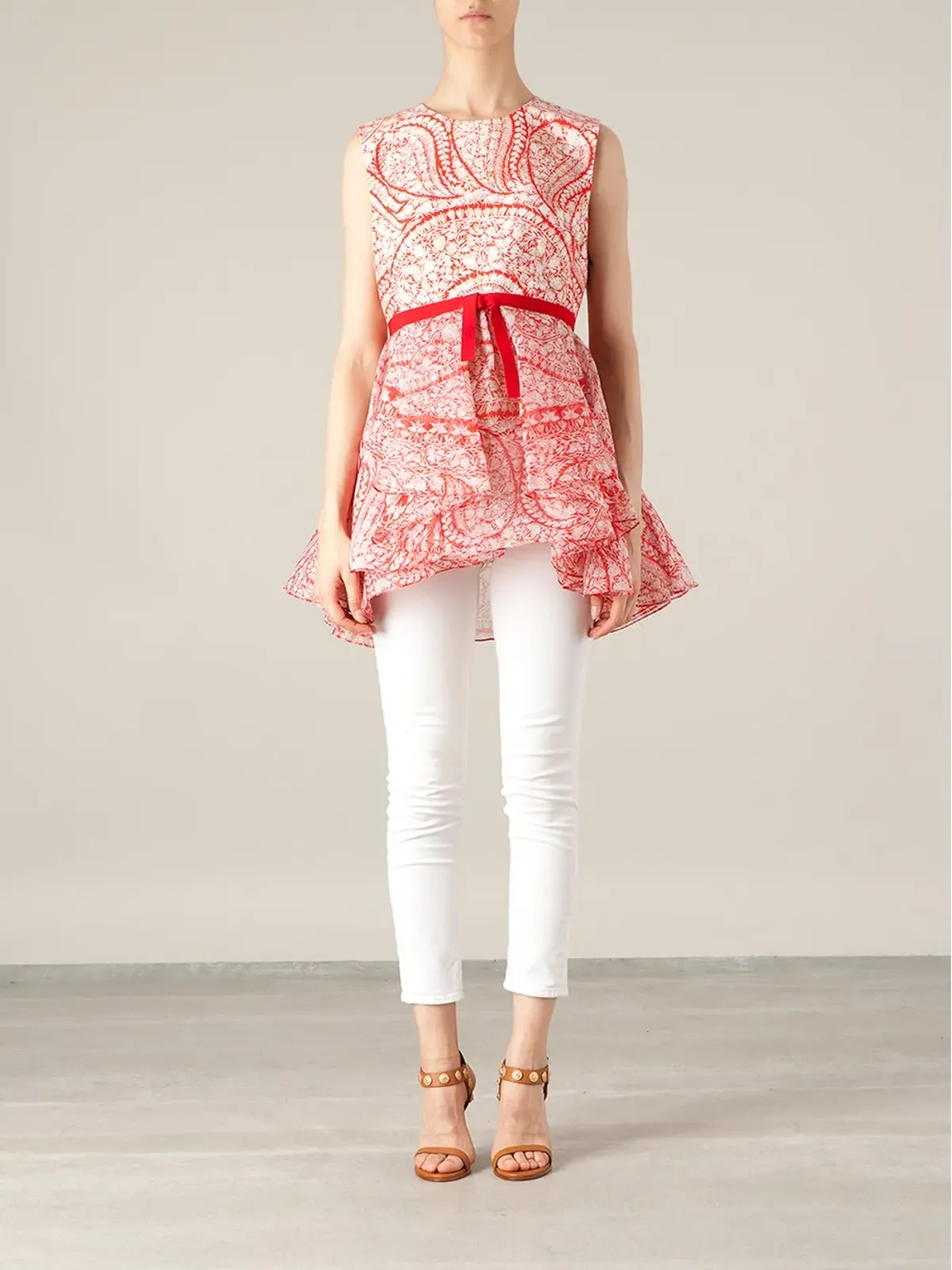 Giambattista Valli プリントトップ - レッド - 画像2