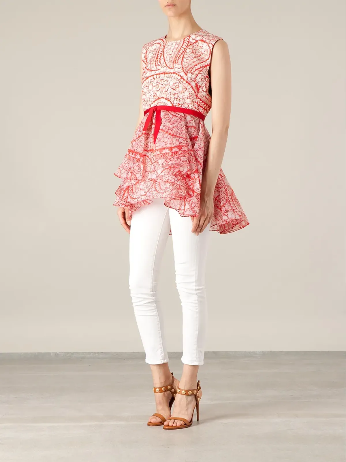 Giambattista Valli プリントトップ - レッド - 画像3