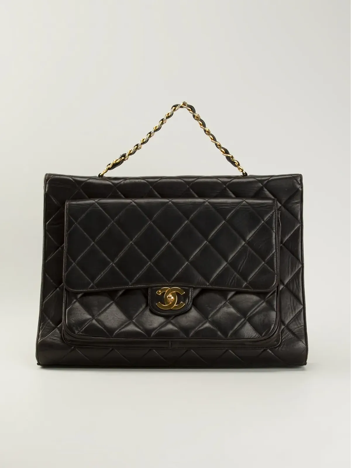 CHANEL ビンテージ キルテッドクラシックフラップジャンボブリーフケース - 画像5