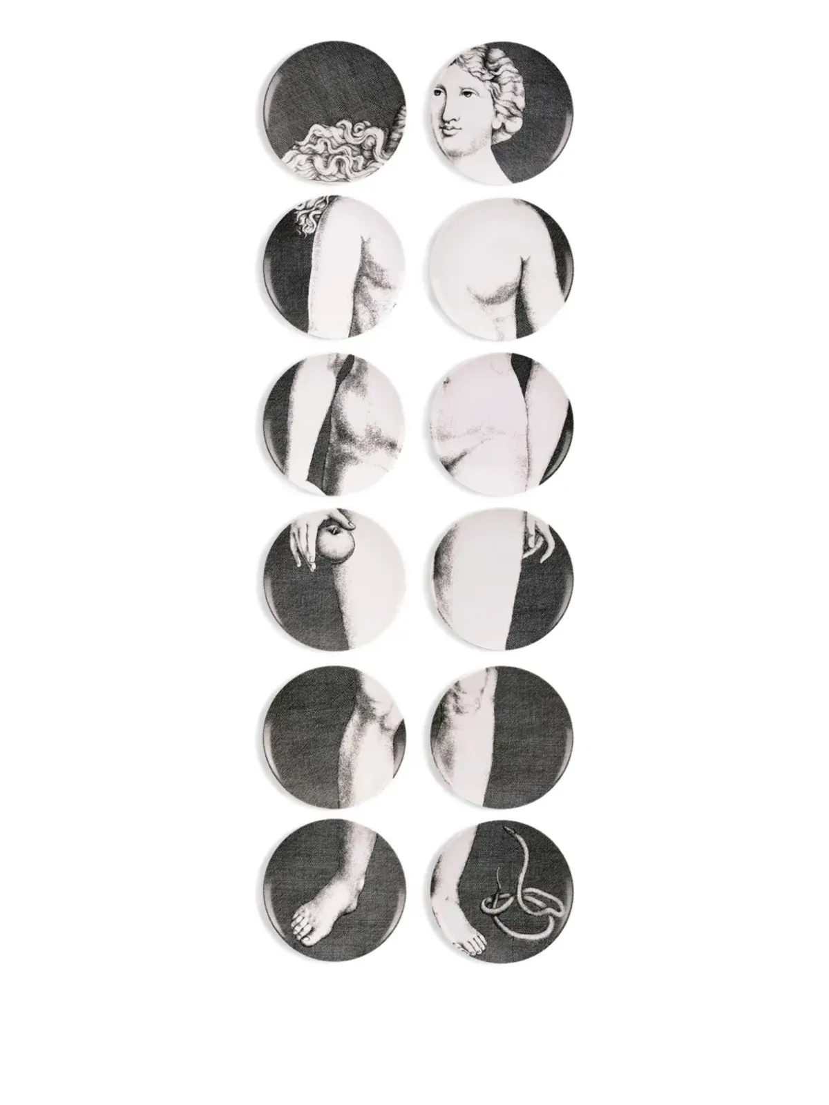 Fornasetti Eva plates（セット12）- グレー - 画像1