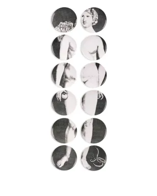 Fornasetti Eva plates（セット12）- グレー - サムネイル1