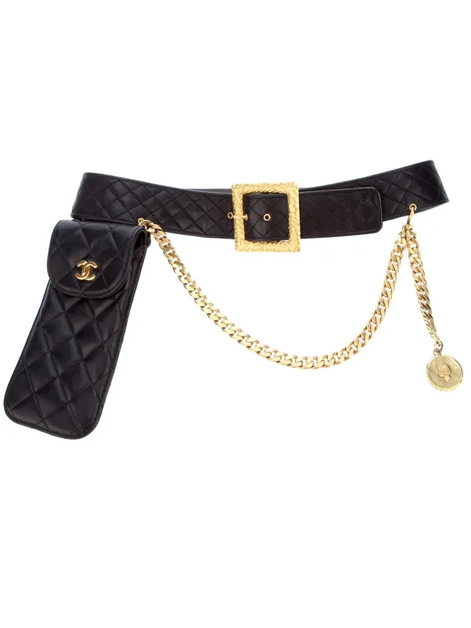 CHANEL Pre-Owned CHANEL Pre-Owned キルティングチェーンベルト（ブラック）の商品画像