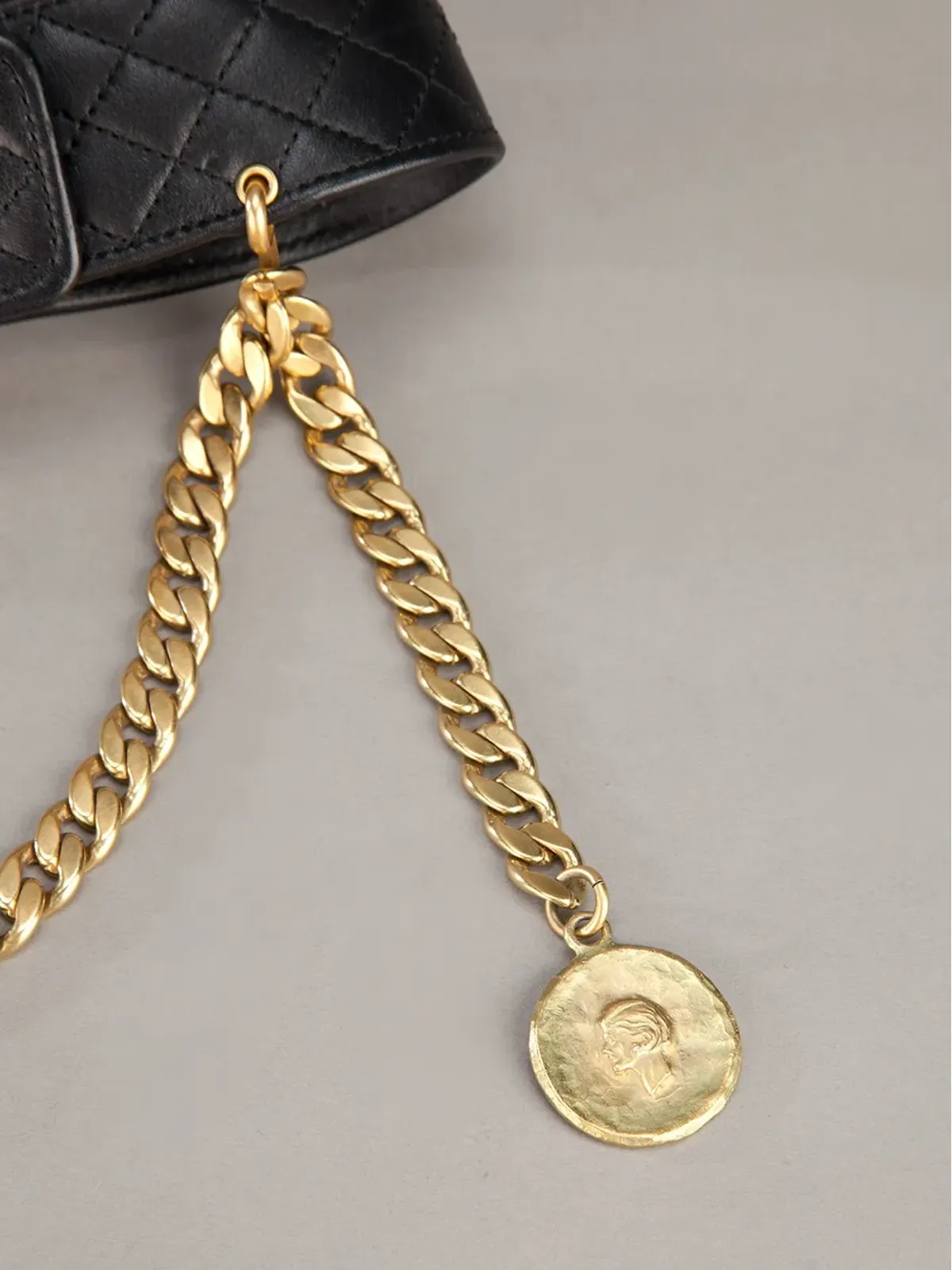 CHANEL Pre-Owned キルティングチェーンベルト（ブラック） - 画像2