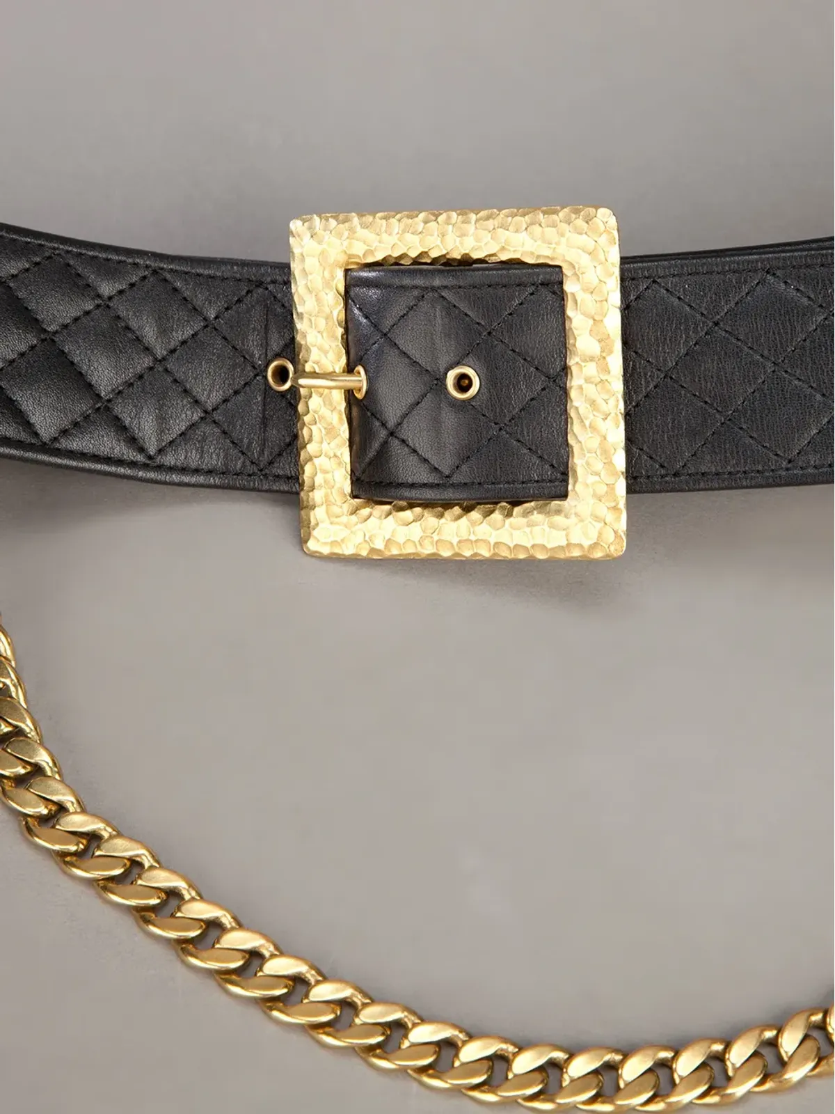 CHANEL Pre-Owned キルティングチェーンベルト（ブラック） - 画像3