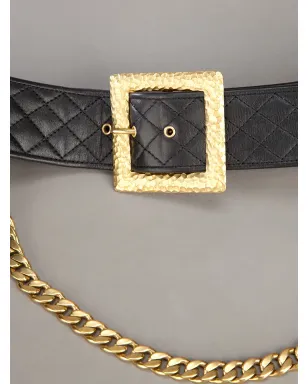 CHANEL Pre-Owned キルティングチェーンベルト（ブラック） - サムネイル3