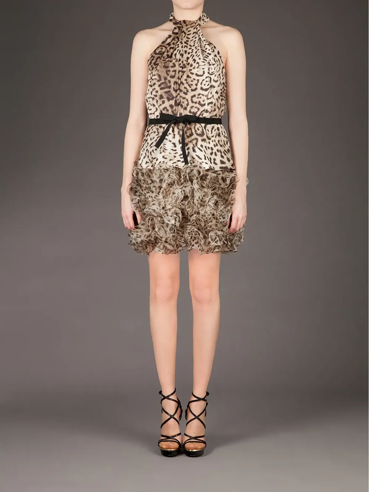 Giambattista Valli レオパード柄フリルドレス - 画像2