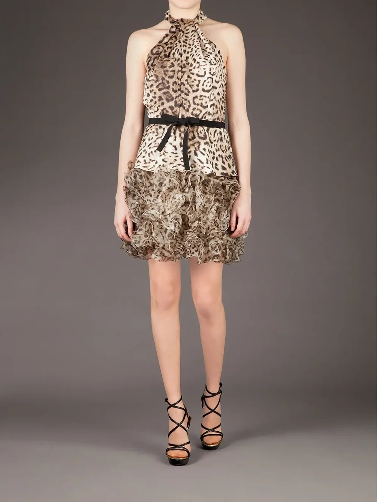 Giambattista Valli レオパード柄フリルドレス - 画像3
