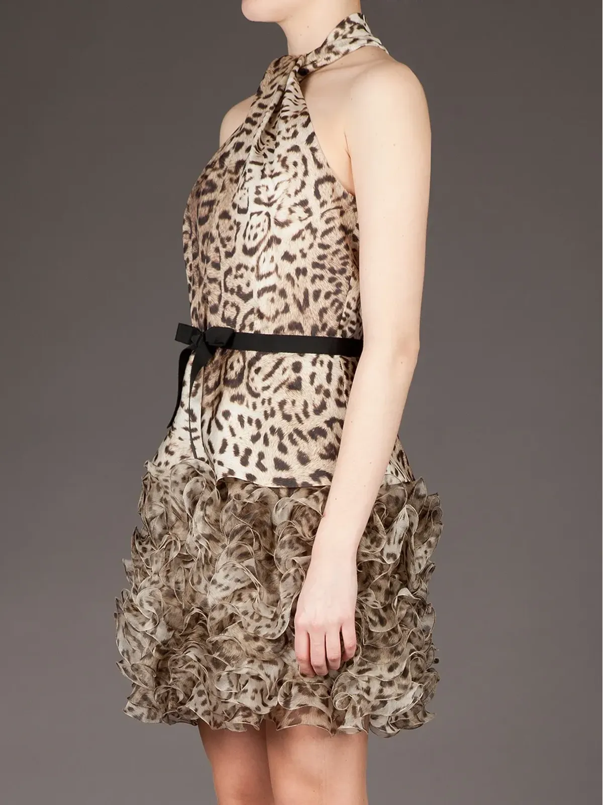 Giambattista Valli レオパード柄フリルドレス - 画像4