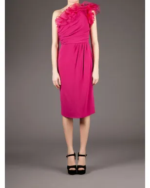 Giambattista Valli ワンショルダーフリルドレス - ピンク - サムネイル2