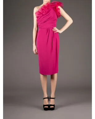 Giambattista Valli ワンショルダーフリルドレス - ピンク - サムネイル3