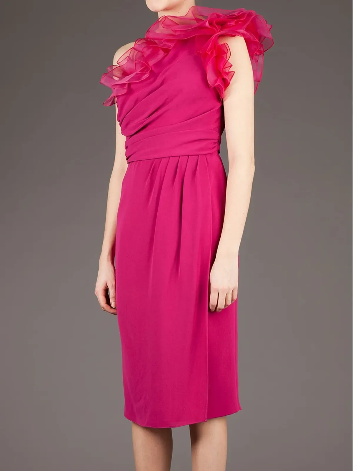 Giambattista Valli ワンショルダーフリルドレス - ピンク - 画像4
