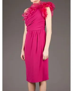Giambattista Valli ワンショルダーフリルドレス - ピンク - サムネイル4