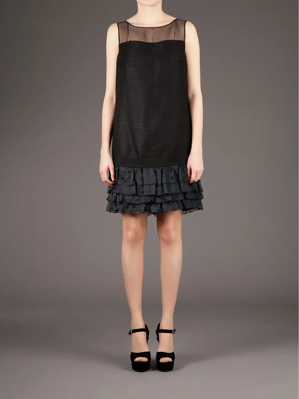 Giambattista Valli ラッフルヘムドレス - ブラック - 画像2