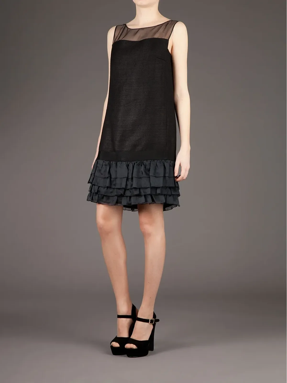 Giambattista Valli ラッフルヘムドレス - ブラック - 画像3