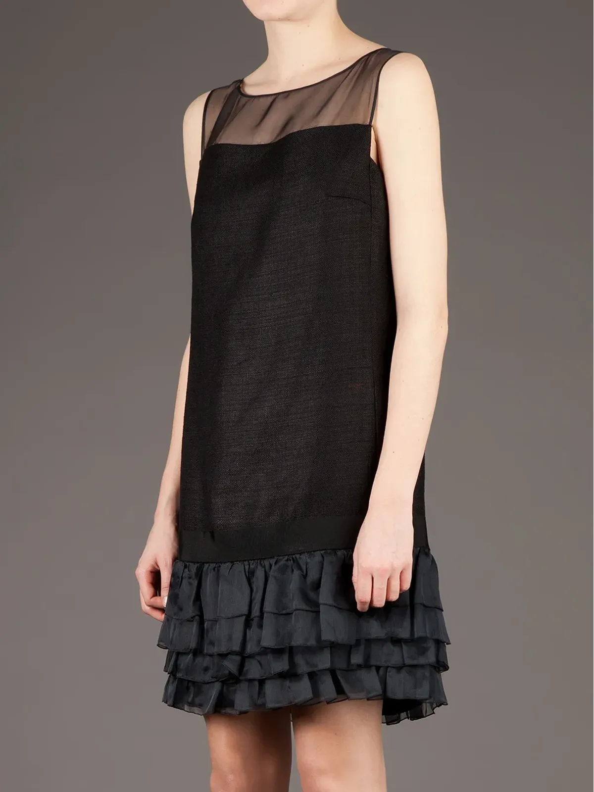 Giambattista Valli ラッフルヘムドレス - ブラック - 画像4
