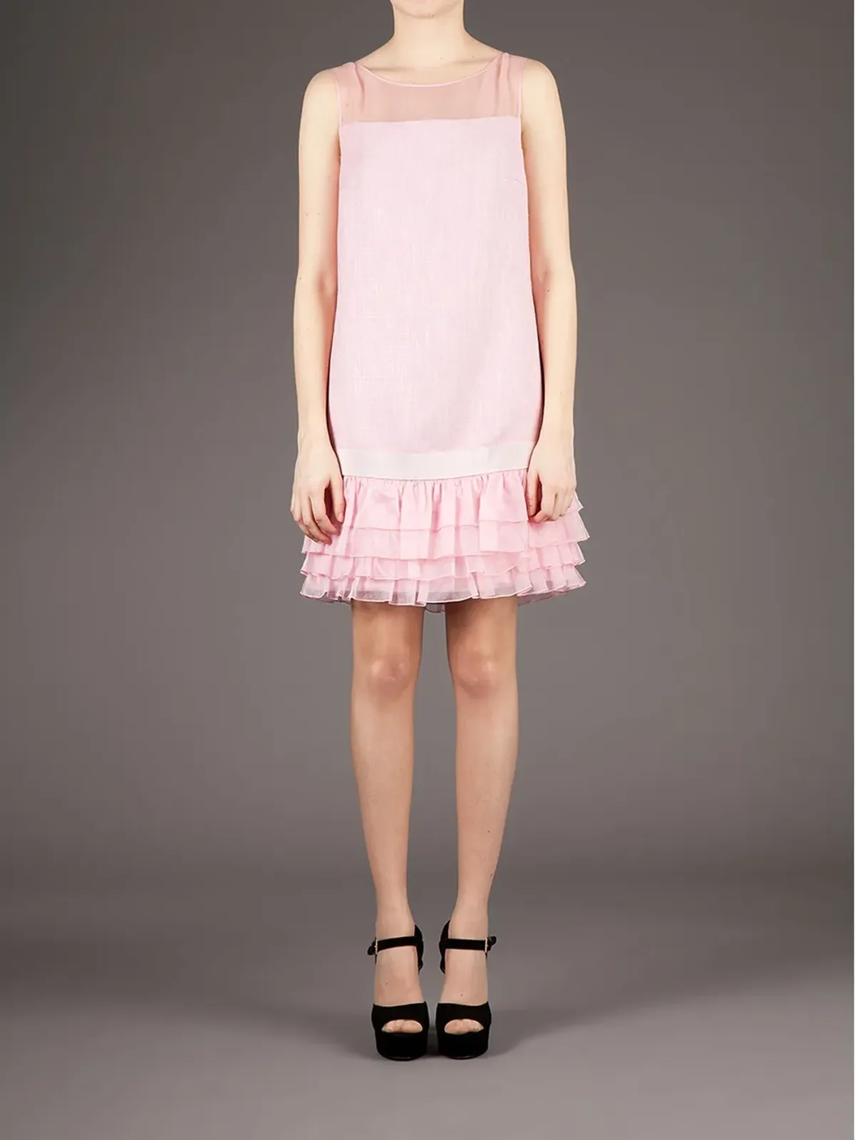 Giambattista Valli フリル付きノースリーブドレス - ピンク - 画像2