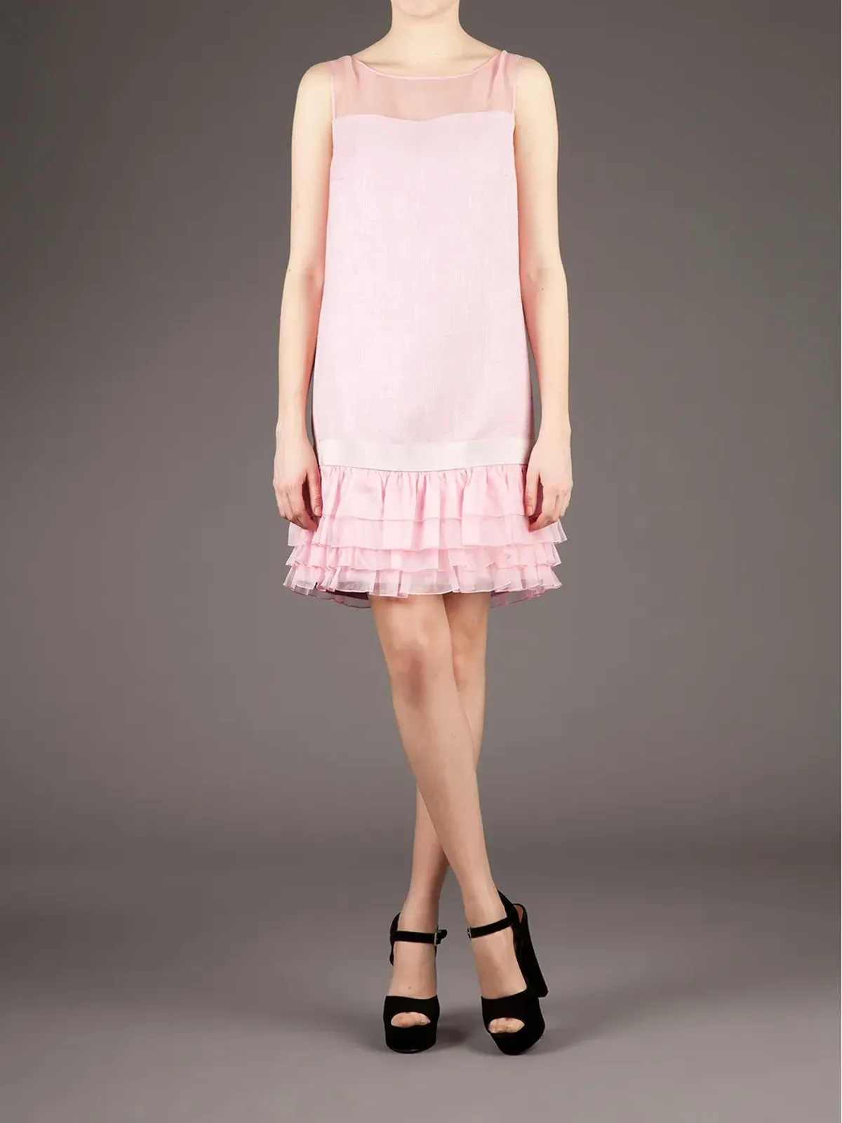 Giambattista Valli フリル付きノースリーブドレス - ピンク - 画像3