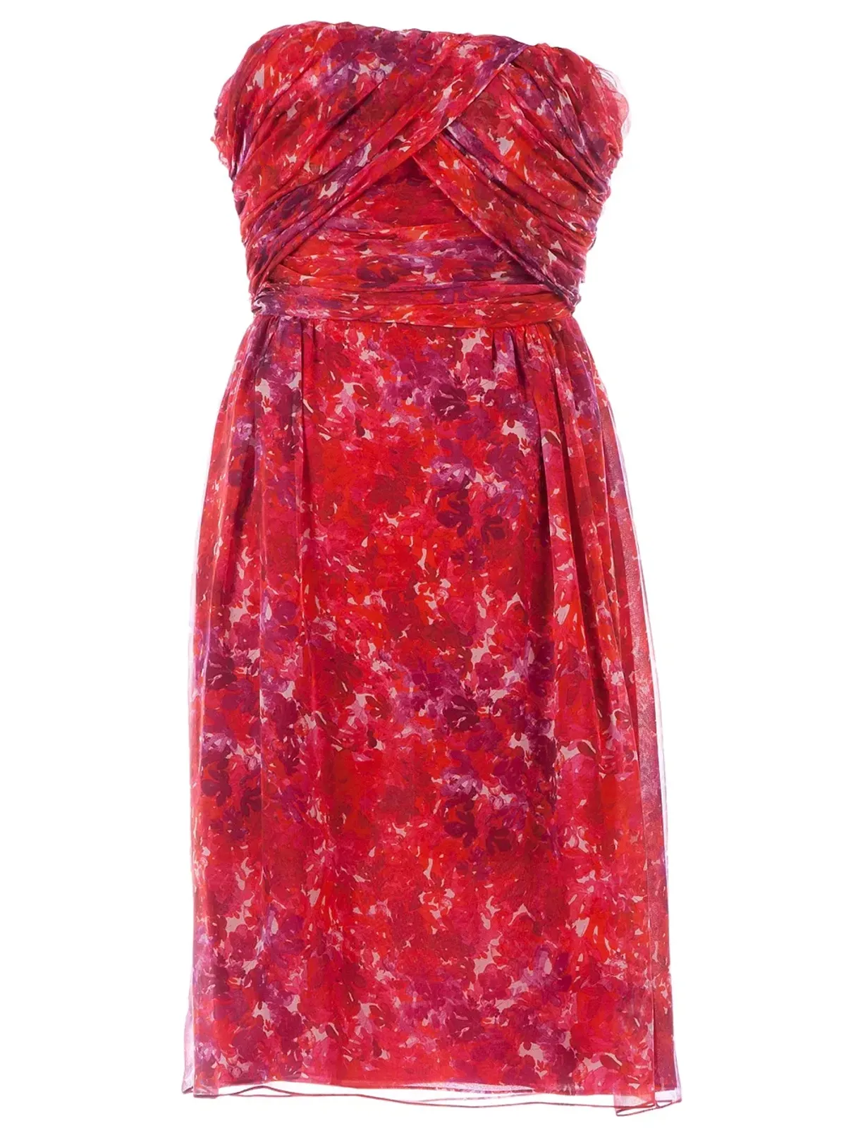 Giambattista Valli プリントストラップレスドレス - 赤 - 画像1