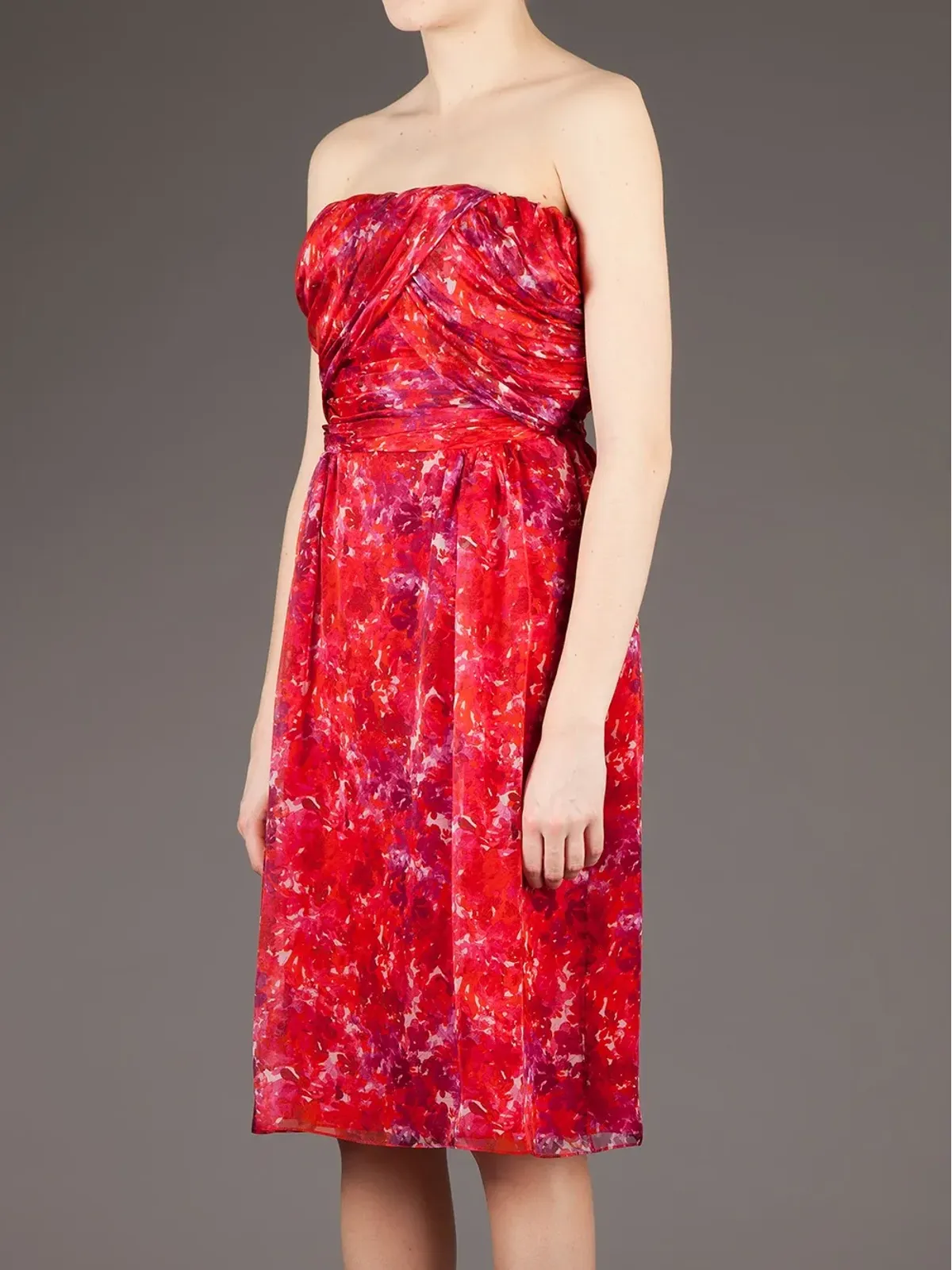 Giambattista Valli プリントストラップレスドレス - 赤 - 画像5