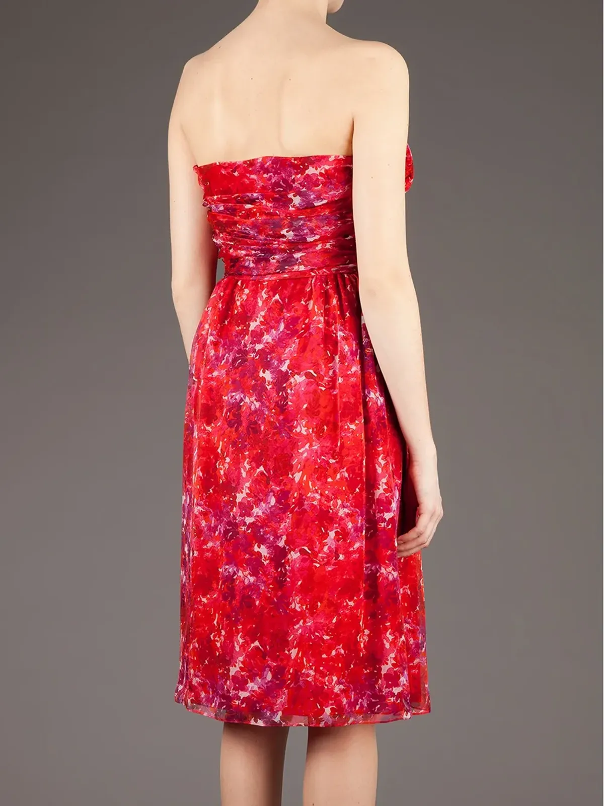 Giambattista Valli プリントストラップレスドレス - 赤 - 画像4