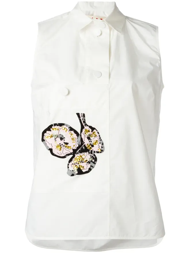 Marni Marni ノースリーブ アップリケ シャツ - Whiteの商品画像