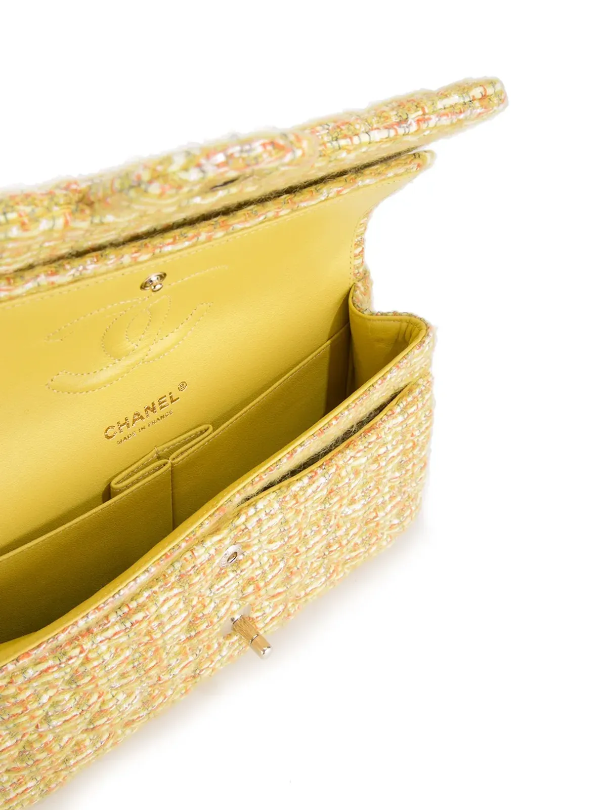 CHANEL ビンテージ 2014 チェーンツイード ショルダーバッグ - イエロー - 画像5