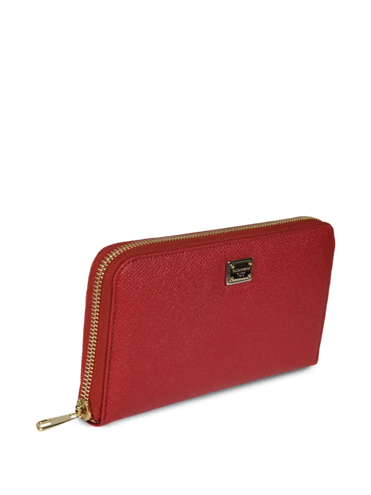 Dolce & Gabbana ロゴプレート付きレザージップアラウンドウォレット レッド - 画像3
