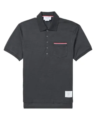 Thom Browne RWBポケットトリム ピケポロシャツ - グレー - サムネイル1