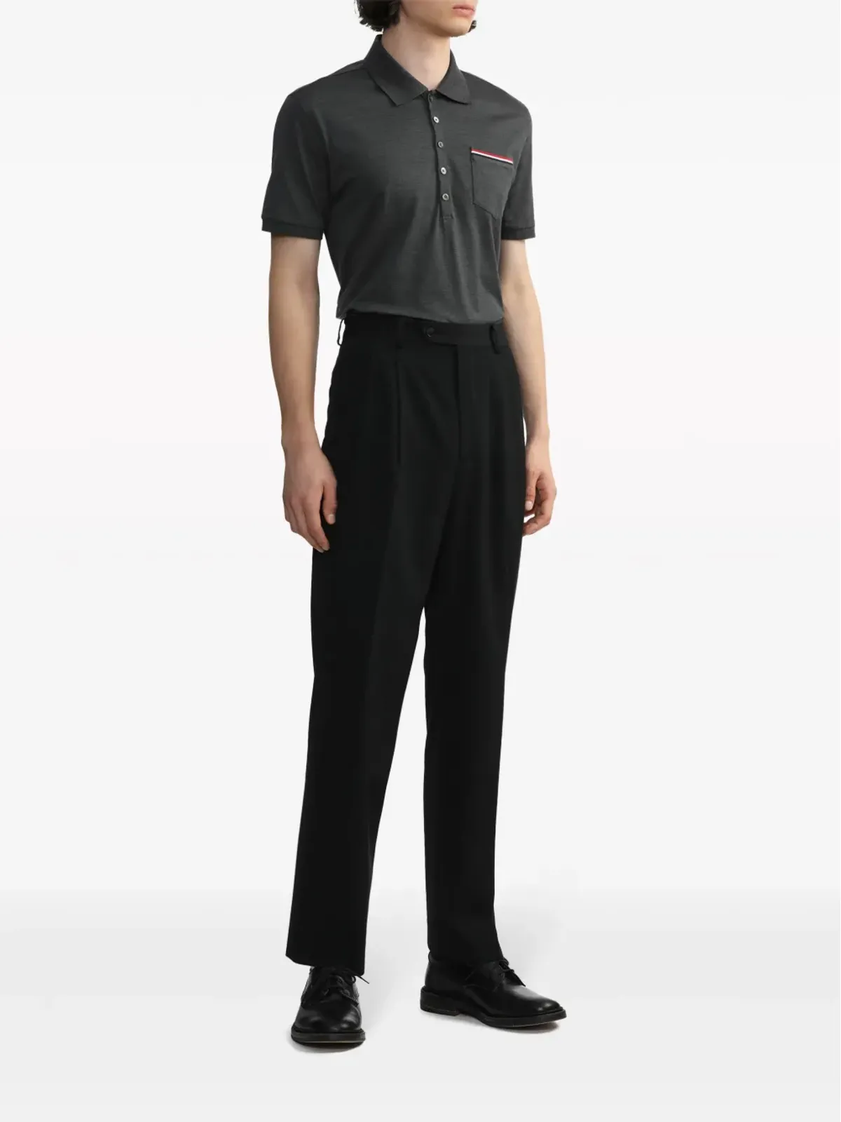 Thom Browne RWBポケットトリム ピケポロシャツ - グレー - 画像2