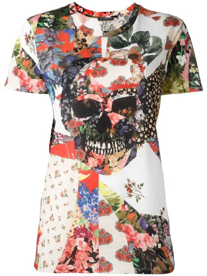 Alexander McQueen Alexander McQueen 花柄スカルプリントTシャツ - マルチカラーの商品画像