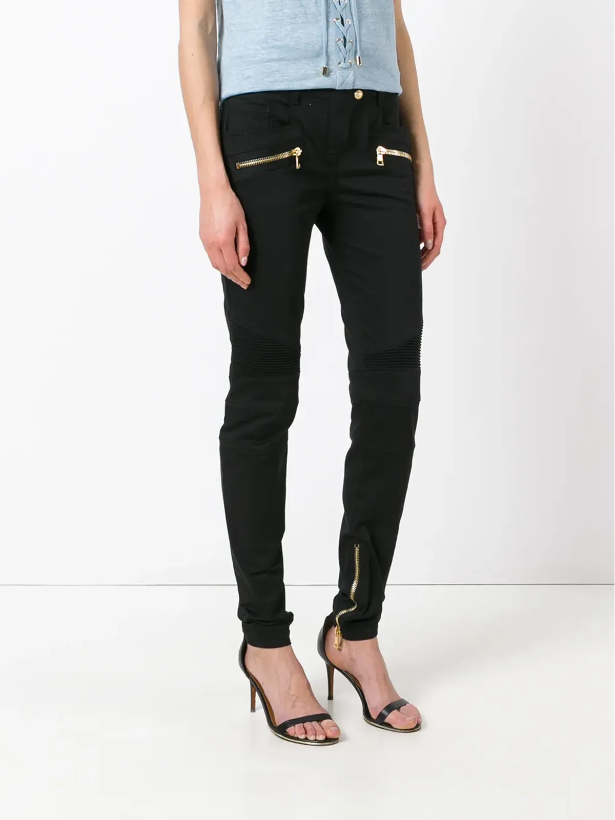Balmain スキニーバイカーパンツ - 画像3