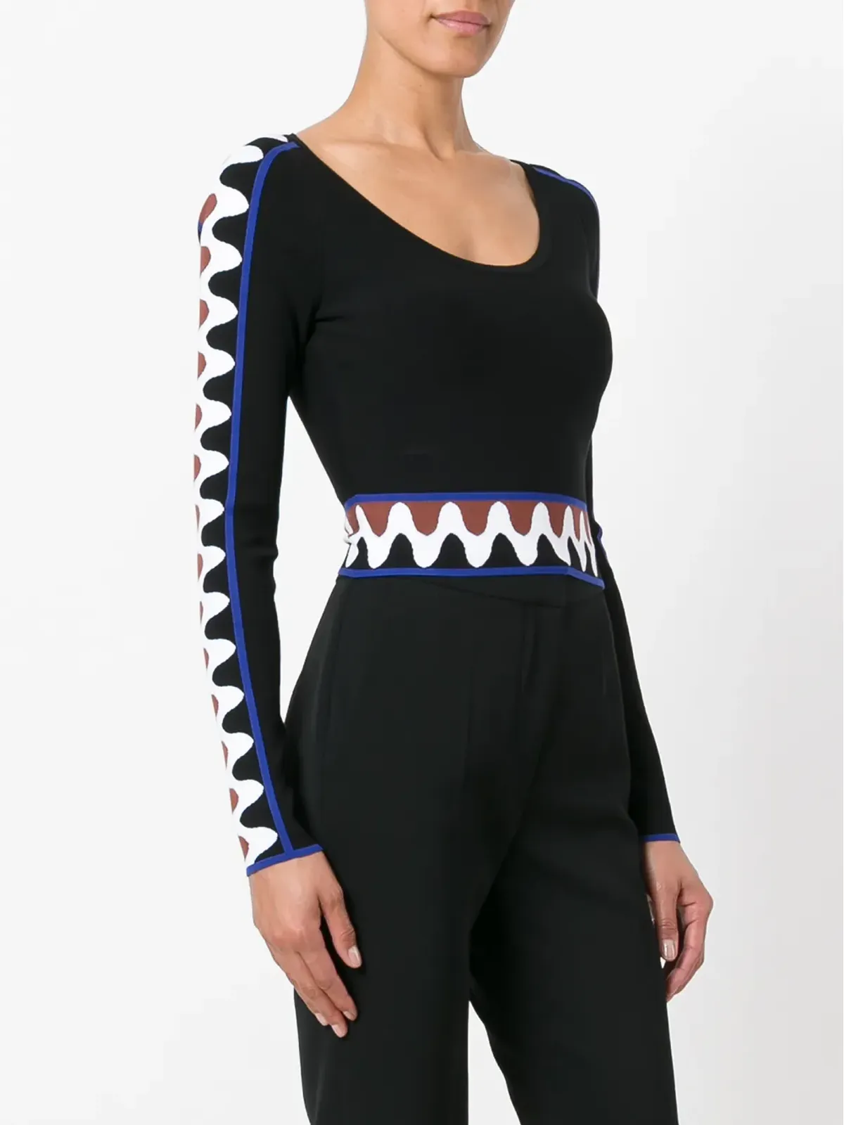 PUCCI 波柄プルオーバー・クロップトップ ブラック - 画像3