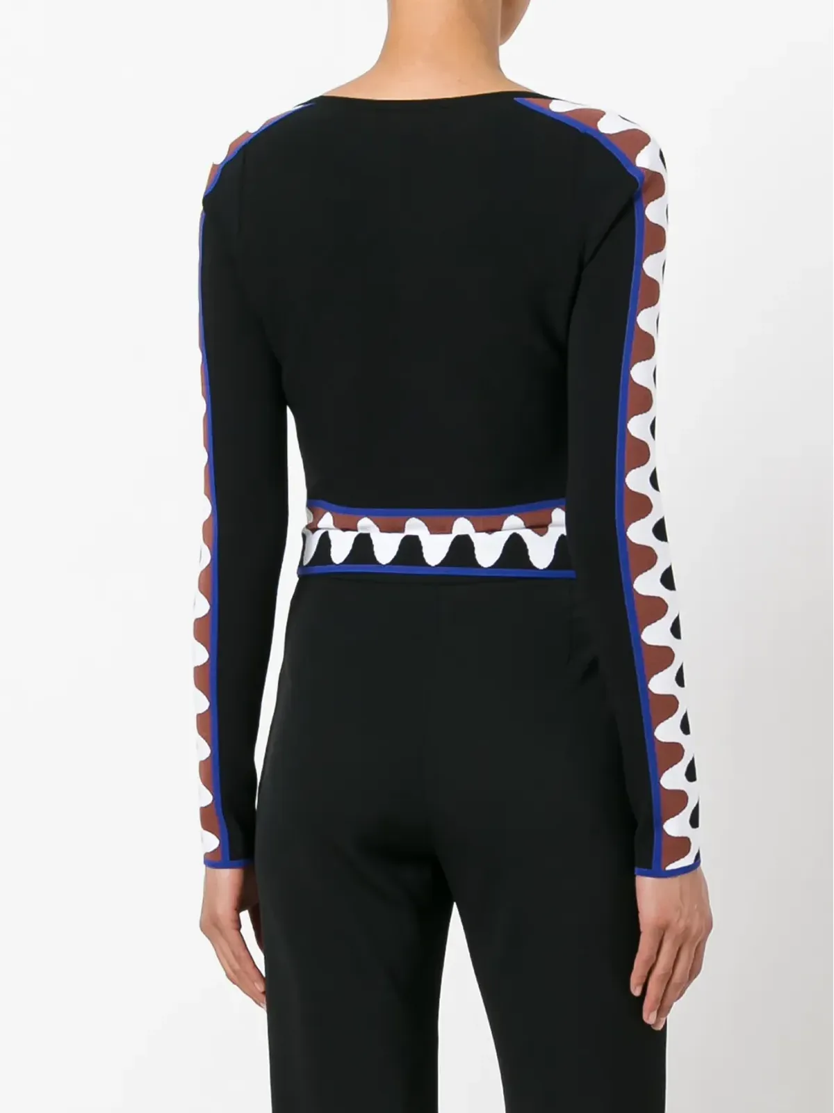PUCCI 波柄プルオーバー・クロップトップ ブラック - 画像4