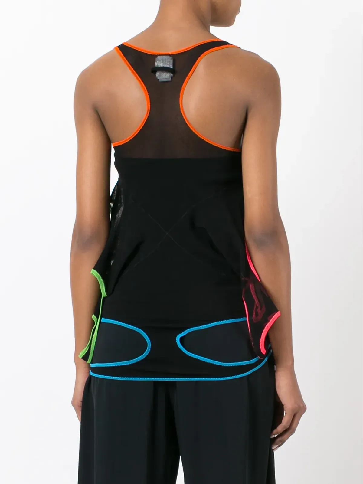 Jean Paul Gaultier Pre-Owned ソレイユ トリム入りメッシュトップ - ブラック - 画像4