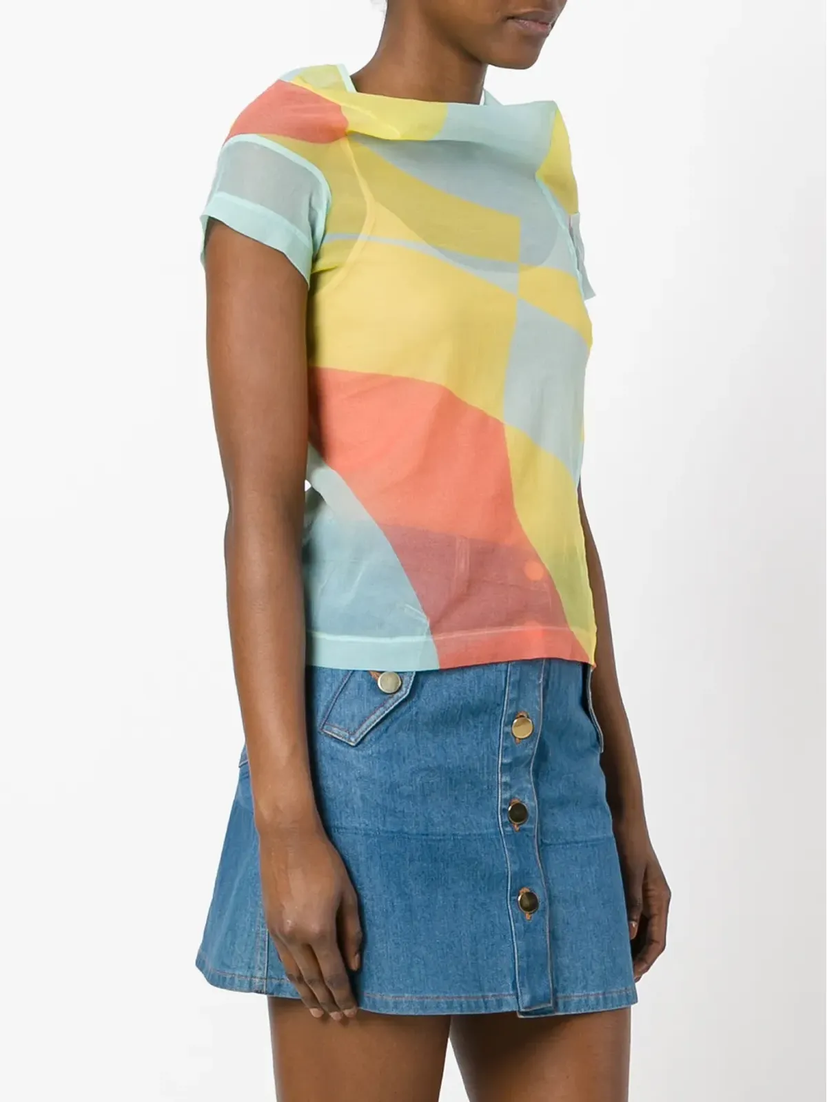 Comme Des Garçons Pre-Owned 幾何学プリントのシアートップ - Blue - 画像3