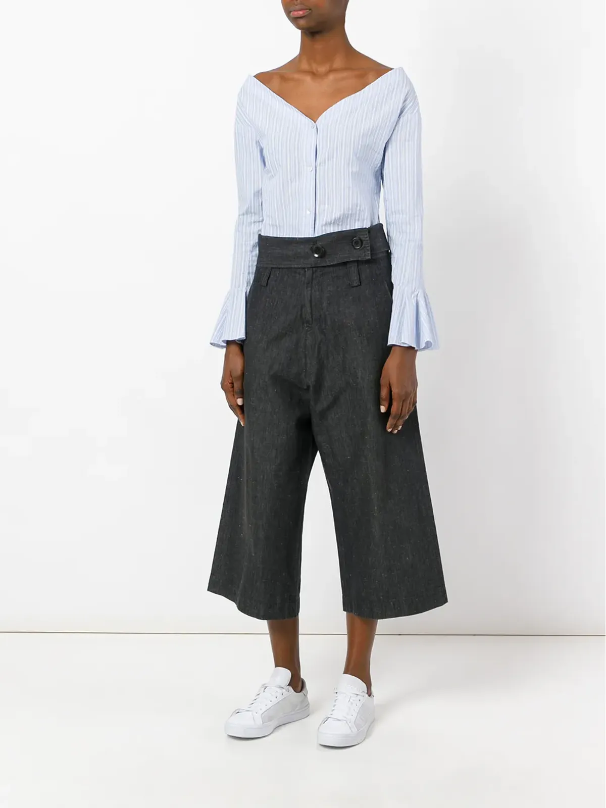 Yohji Yamamoto Pre-Owned ハイウエスト クロップドパンツ - 画像2