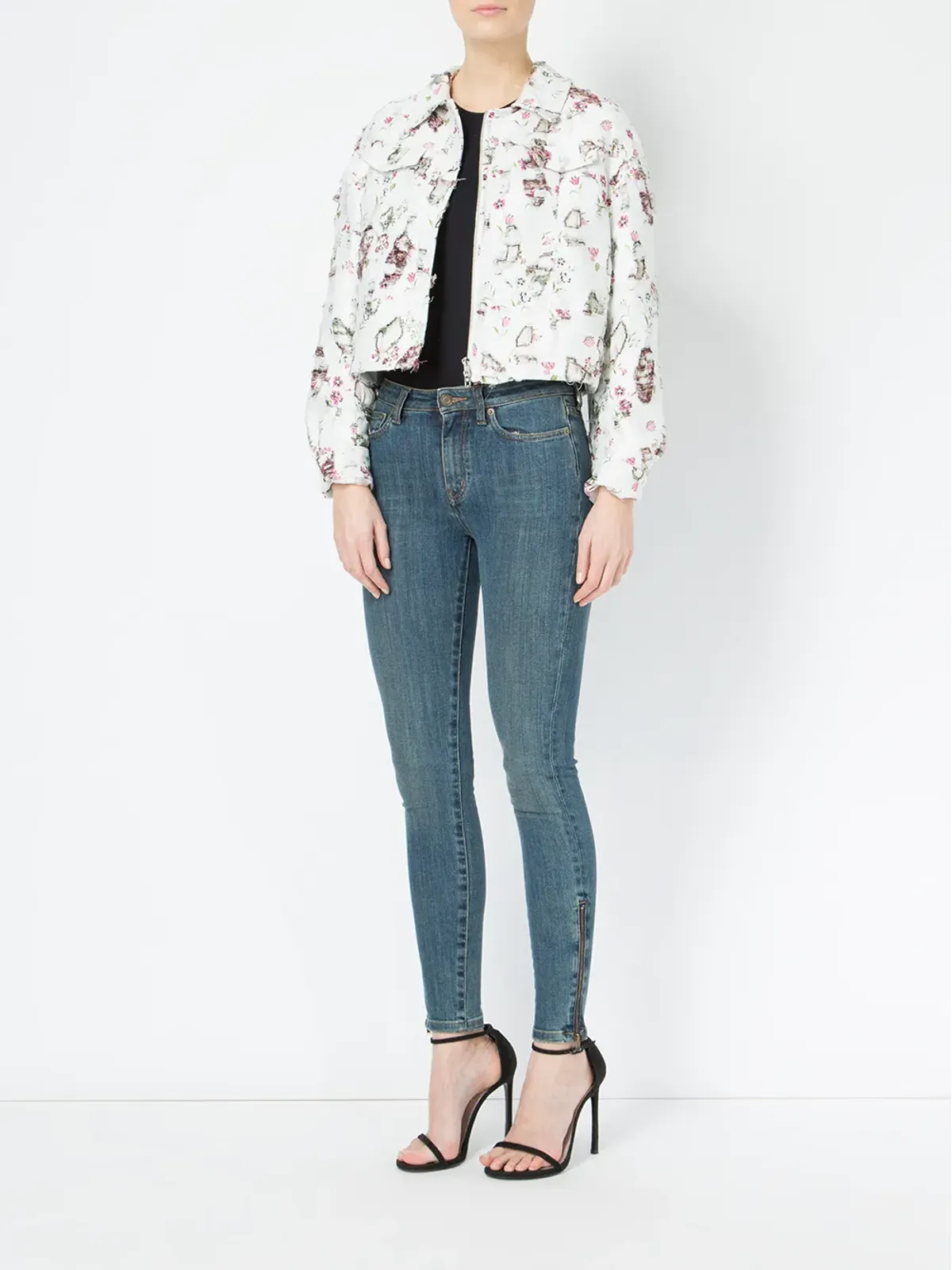 Giambattista Valli ディストレスド花柄ジャケット - 画像2