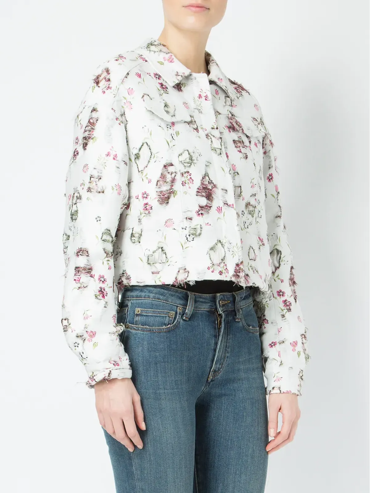 Giambattista Valli ディストレスド花柄ジャケット - 画像3