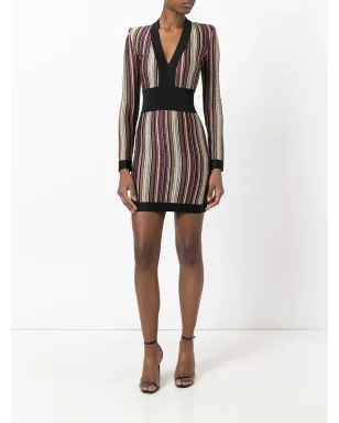 Balmain Vネックストライプドレス - サムネイル2