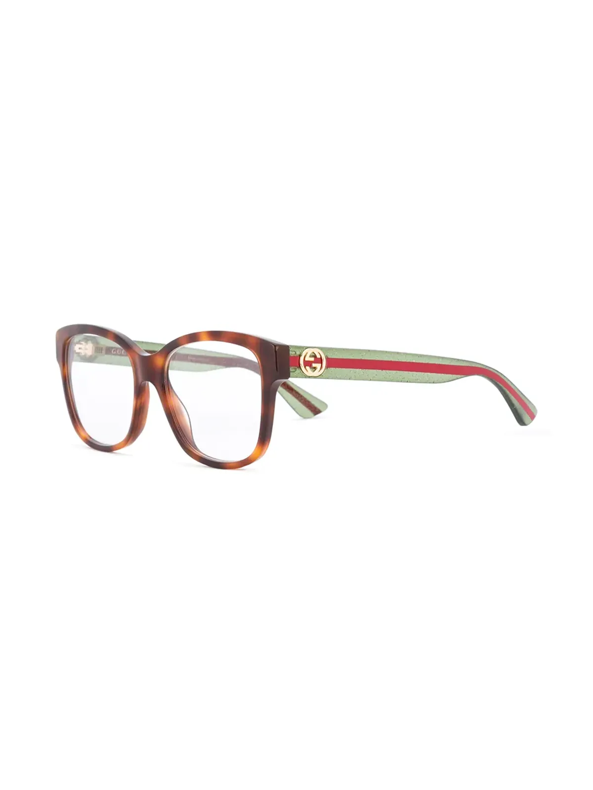 Gucci Eyewear ウェブアームべっ甲調メガネ - 画像2